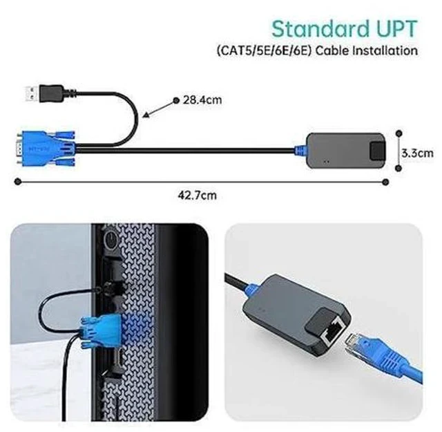 Alt view image 4 of 5 - 4 Pack USB VGA to RJ45 Dongle, Work for MT-VIKI CAT6 KVM Switch (1708MS-IP) Extend Distances up to 230ft/70m from KVM Console to Servers