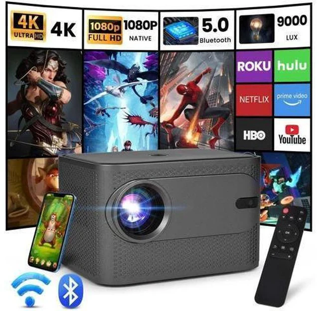 Alt view image 2 of 7 - Proyector 5G WiFi Bluetooth HD Projector 4K LED Android Home Theater Cinema HDMI