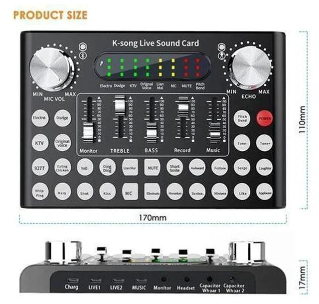 Alt view image 3 of 5 - Sound Cards Audio Interface F8/F9 18 Sound Effects Bluetooth Audio Headset Microphon External Live Sound Card