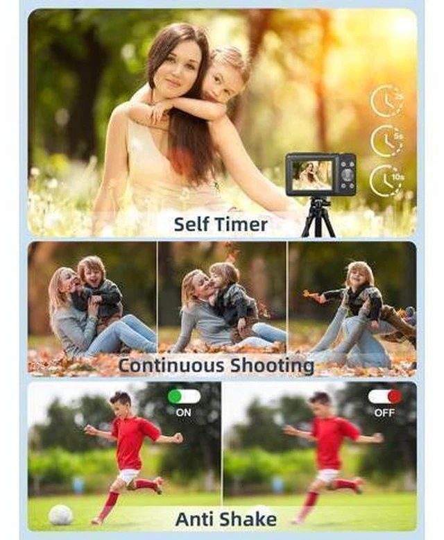 Alt view image 4 of 5 - Digital Camera, FHD 1080P Kids Camera 44MP Point and Shoot Digital Cameras with 32GB SD Card, 16X Zoom, Two Batteries, Lanyard, Compact Small Camera for Kids Boys Girls