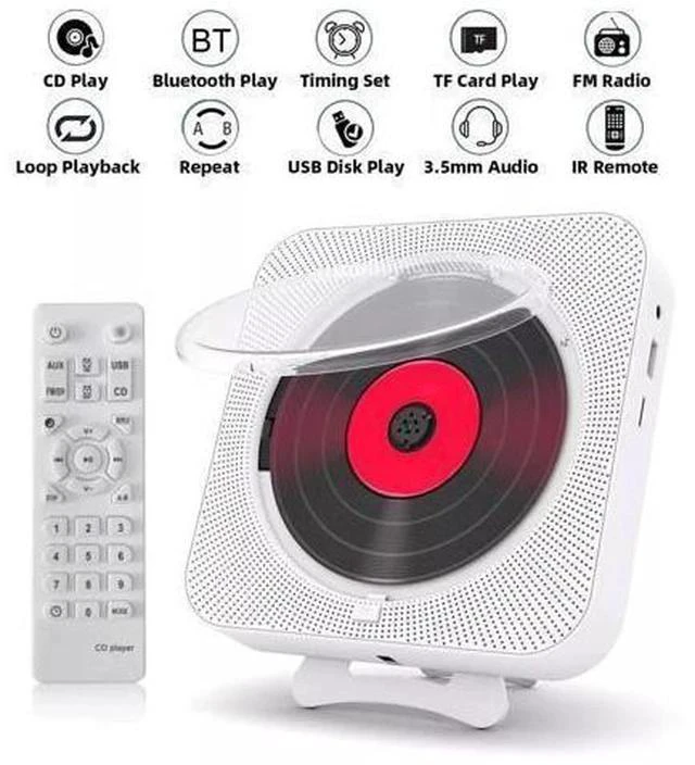 Main image of Portable CD Player Bluetooth Speaker Stereo CD Players LED Screen Wall Mountable CD Music Player with IR Remote Control FM Radio(EU Plug)