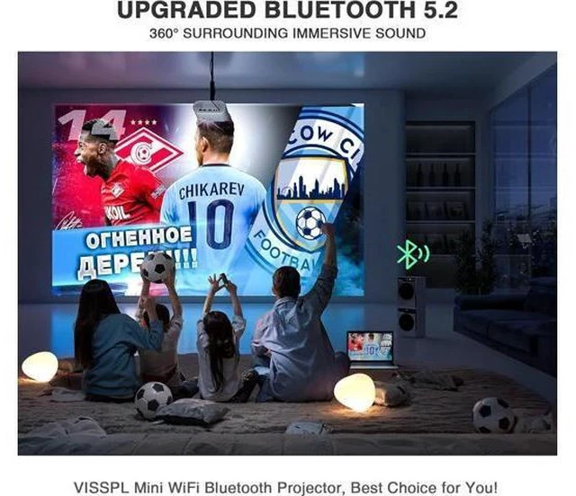 Alt view image 3 of 7 - Mini Projector, VISSPL Full HD 1080P Video Projector, Portable Outdoor Projector with Tripod, Kids Gift, Home Theater Movie Phone Projector Compatible with Android/iOS/Windows/TV Stick/HDMI/USB