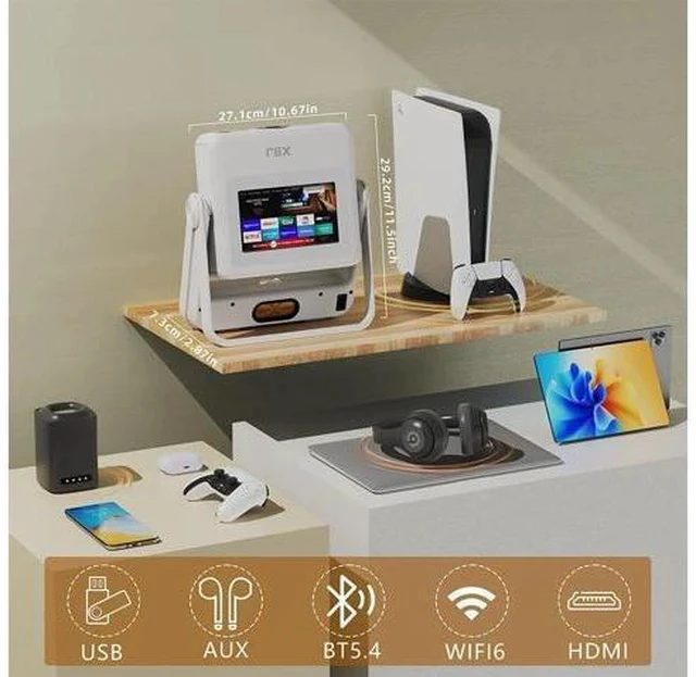 Alt view image 2 of 7 - Mini Projector with WIFI, 4K Support Portable Projector 180° Rotatable.Full HD 1080P Outdoor Projector 17"-130" Screen Movie Projector. Compatible for Smartphone, Laptop, TV Stick,USB(No App
