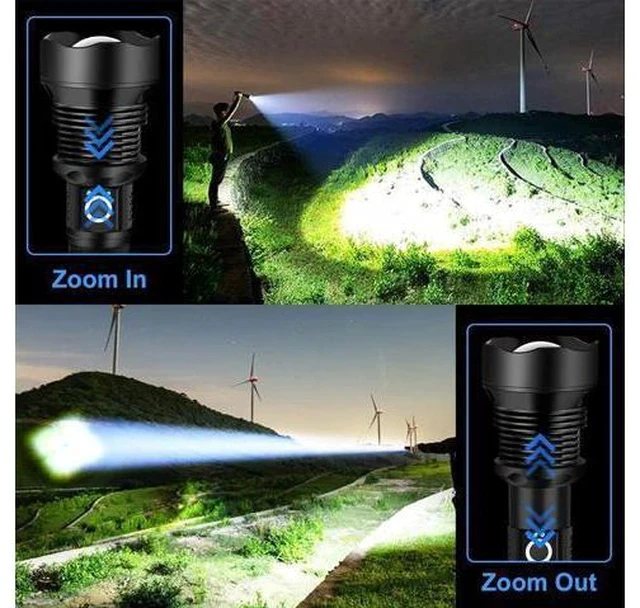 Alt view image 5 of 7 - Rechargeable 990000 High Lumens LED Flashlights, XHP90.2 Super Bright Flashlight with Zoomable & 5 Modes & IPX7 Waterproof for Camping
