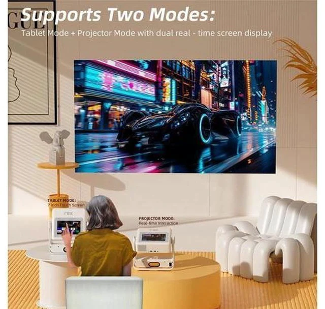 Alt view image 6 of 7 - Mini Projector with WIFI, 4K Support Portable Projector 180° Rotatable.Full HD 1080P Outdoor Projector 17"-130" Screen Movie Projector. Compatible for Smartphone, Laptop, TV Stick,USB(No App