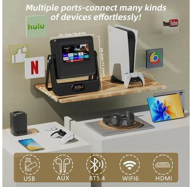 Alt view image 2 of 7 - Mini Projector with WIFI, 4K Support Portable Projector 180° Rotatable.Full HD 1080P Outdoor Projector 17"-130" Screen Movie Projector. Compatible for Smartphone, Laptop, TV Stick,USB(No App