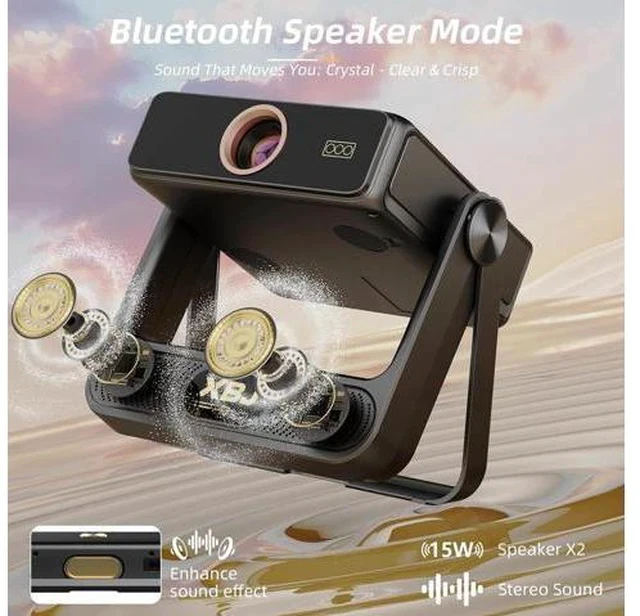 Alt view image 3 of 7 - Mini Projector with WIFI, 4K Support Portable Projector 180° Rotatable.Full HD 1080P Outdoor Projector 17"-130" Screen Movie Projector. Compatible for Smartphone, Laptop, TV Stick,USB(No App