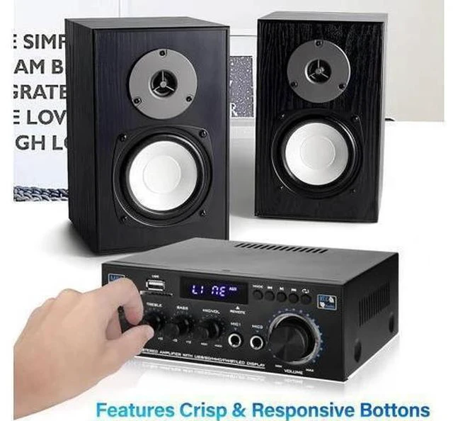Alt view image 6 of 7 - Home Audio Power Amplifier with Bluetooth, 100Wx2 Audio Stereo Receiver, Dmyond Home Amplifiers w/FM Radio USB, AUX, RCA, SD for Home Theater Speakers Audio Stereo, Studio