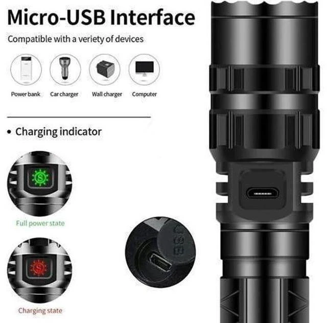 Alt view image 4 of 6 - Green Light Flashlight, Rechargeable LED Green Light Tactical Flashlight with Pressure Switch, 5 Modes & Zoomable Deer Hunting Light, IPX4 waterproof Hog Lights for Night Hunting Coyote Varmint