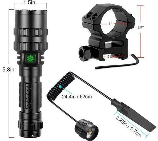 Alt view image 5 of 6 - Green Light Flashlight, Rechargeable LED Green Light Tactical Flashlight with Pressure Switch, 5 Modes & Zoomable Deer Hunting Light, IPX4 waterproof Hog Lights for Night Hunting Coyote Varmint
