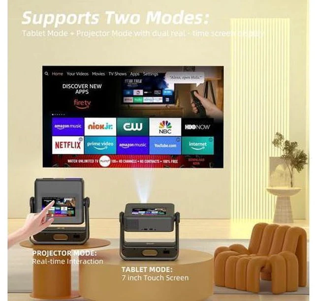 Alt view image 7 of 7 - Mini Projector with WIFI, 4K Support Portable Projector 180° Rotatable.Full HD 1080P Outdoor Projector 17"-130" Screen Movie Projector. Compatible for Smartphone, Laptop, TV Stick,USB(No App