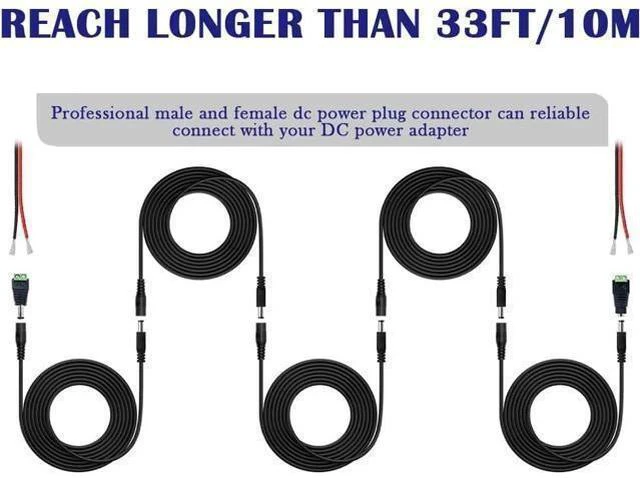 Alt view image 3 of 7 - 4PCS 33FT(10m) 12V DC Power Extension Cable with Power Jack Adapter Connectors(2 x Male + 2 x Female) 5.5mm x 2.1mm DC Power Adapter Extension Cord and Cable Wire Ends Plug HE030-4