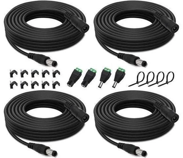 Alt view image 7 of 7 - 4PCS 33FT(10m) 12V DC Power Extension Cable with Power Jack Adapter Connectors(2 x Male + 2 x Female) 5.5mm x 2.1mm DC Power Adapter Extension Cord and Cable Wire Ends Plug HE030-4