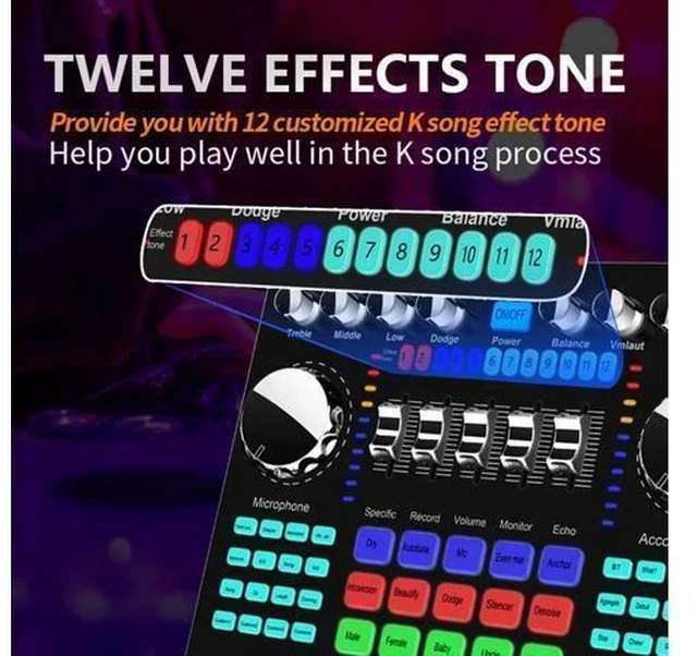 Alt view image 2 of 4 - Reduction Karaoke Singing Mixer Board Computer Phone HIFI Audio Multiple Effects Universal Live Sound Card Voice Changer