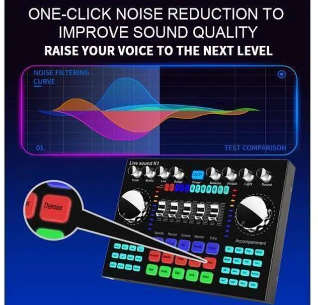 Alt view image 3 of 6 - Weastlinks K1 Computer Phone Voice Changer HIFI Live Sound Card Mixer Board Streaming Audio Bluetooth 5.0 Universal