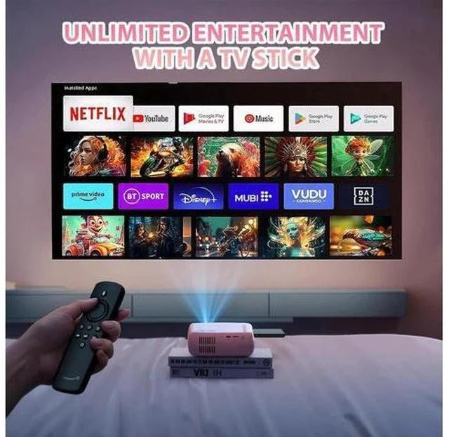 Alt view image 2 of 7 - Mini Projector WiFi Home Theater Portable Projector, Phones Can Be Connected to The Movie Projector Via WiFi or Via Data Cable, Compatible With Smartphone/ Tablet/ Laptop/ TV Stick/ USB Drive Pink