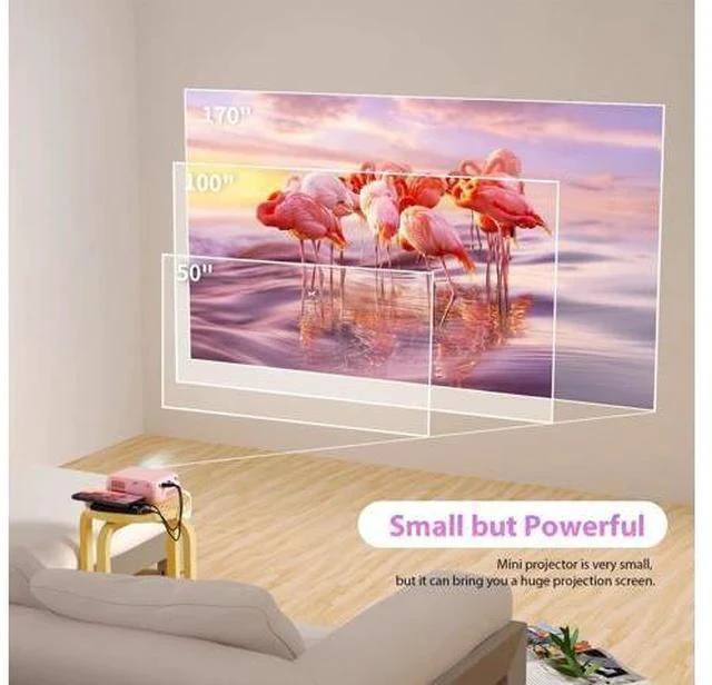 Alt view image 6 of 7 - Mini Projector WiFi Home Theater Portable Projector, Phones Can Be Connected to The Movie Projector Via WiFi or Via Data Cable, Compatible With Smartphone/ Tablet/ Laptop/ TV Stick/ USB Drive Pink