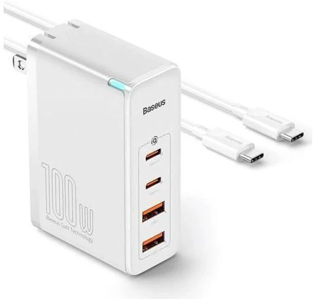 Main image of USB C Charger, Baseus 100W 4-Port GaN II Wall Charger, Fast USB C Tablets Charger Block for iPhone 15/14/13/12/11/, Galaxy, MacBook Pro/Air, iPad, Laptops, AirPods, Apple Watch, White