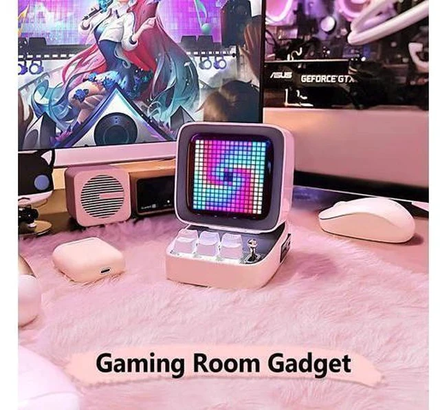 Alt view image 3 of 7 - Divoom Ditoo Retro Pixel Art Game Bluetooth Speaker with 16X16 LED App Controlled Front Screen (Pink)