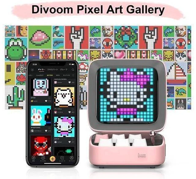 Alt view image 5 of 7 - Divoom Ditoo Retro Pixel Art Game Bluetooth Speaker with 16X16 LED App Controlled Front Screen (Pink)