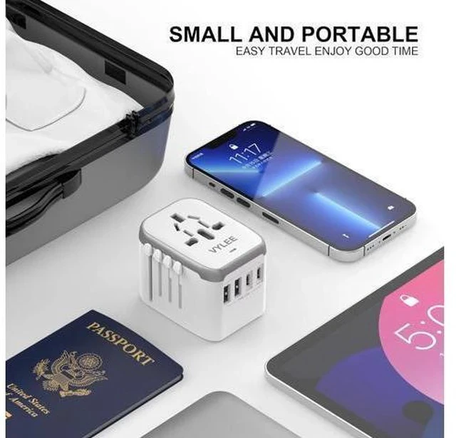 Alt view image 6 of 7 - Universal International Power Travel Plug Adapter, 5 in 1 European Travel Plug Adapter W/ 3.5A 2xUSB-A and 2xUSB C Wall Charger and Worldwide AC Outlet for Europe USA UK AUS Asia (White Grey)