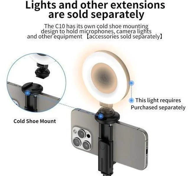 Alt view image 2 of 7 - Joyful 72 Phone Tripod & Selfie Stick Extendable Cell Phone Tripod Stand with Wireless Remote Control and Cold Shoe Mount Compatible with iPhone and Android for Video/Photo/Vlog (Black)