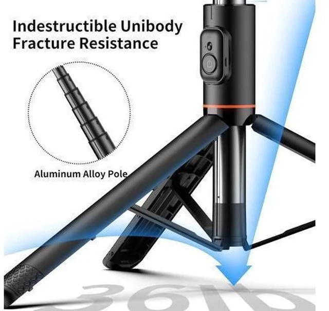 Alt view image 4 of 7 - Joyful 72 Phone Tripod & Selfie Stick Extendable Cell Phone Tripod Stand with Wireless Remote Control and Cold Shoe Mount Compatible with iPhone and Android for Video/Photo/Vlog (Black)