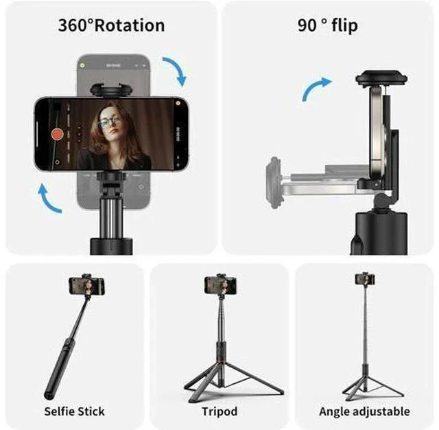 Alt view image 5 of 7 - Joyful 72 Phone Tripod & Selfie Stick Extendable Cell Phone Tripod Stand with Wireless Remote Control and Cold Shoe Mount Compatible with iPhone and Android for Video/Photo/Vlog (Black)