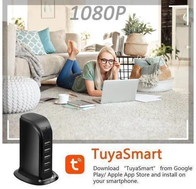 Alt view image 2 of 5 - isekurity Hidden Spy Camera, Upgraded HD 1080P WiFi USB Charger Spy Camera 5 Port Plug Wireless Mini Hidden Camera for Home Surveillance with Motion Detection Remote View No Audio