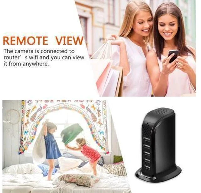Alt view image 5 of 5 - isekurity Hidden Spy Camera, Upgraded HD 1080P WiFi USB Charger Spy Camera 5 Port Plug Wireless Mini Hidden Camera for Home Surveillance with Motion Detection Remote View No Audio