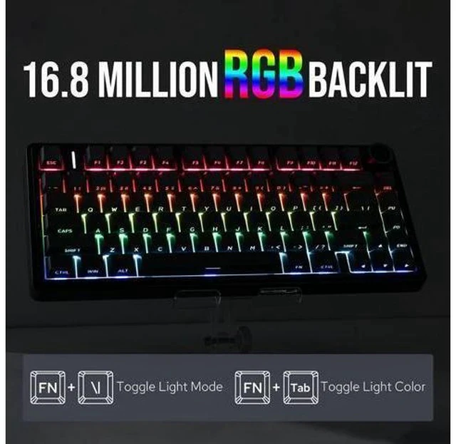 Alt view image 4 of 6 - Aula F75 Gasket Mechanical Keyboard, 75% Wireless Hot Swappable Gaming Keyboard with Five-Layer Padding&Knob, Bluetooth/2.4GHz/USB-C, RGB (Black Gradient, LEOBOG Reaper Switch)