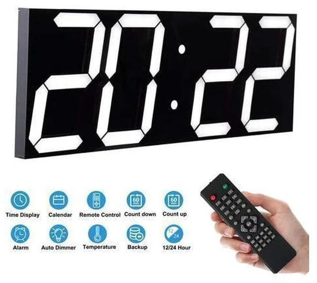 Main image of Remote Control Digital Led Wall Clock, Multifunction Led Clock, Large Calendar, Minute Alarm Clock, Countdown Led Clock, Big Thermometer, Mute Clock (Black Shell)