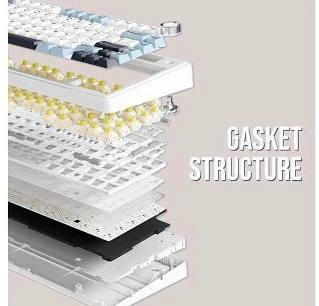 Alt view image 5 of 6 - Aula F75 Gasket Mechanical Keyboard, 75% Wireless Hot Swappable Gaming Keyboard with Five-Layer Padding&Knob, Bluetooth/2.4GHz/USB-C, RGB (Black Gradient, LEOBOG Reaper Switch)
