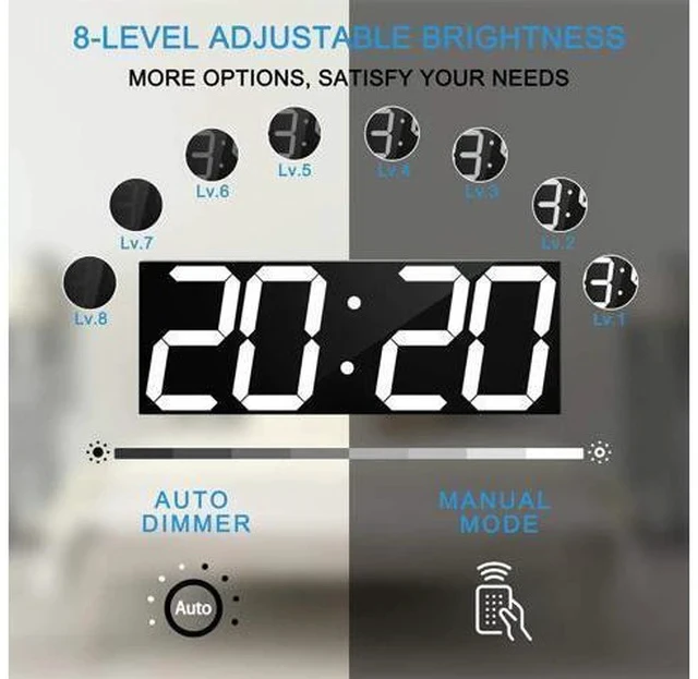 Alt view image 3 of 7 - Remote Control Digital Led Wall Clock, Multifunction Led Clock, Large Calendar, Minute Alarm Clock, Countdown Led Clock, Big Thermometer, Mute Clock (Black Shell)