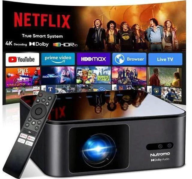 Main image of 4K Outdoor Projector Compatible with Netflix|2000 ANSI|AI Auto Focus|Lens Cap, Smart Movie Projector with Wifi and Bluetooth, 20W Dolby Audio, Dust-Proof Sealed, HDR 10 Proyector with 120" Screen