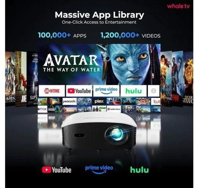 Alt view image 7 of 7 - Smart Mini Projector with WiFi and Bluetooth - 1200 ANSI 4K Support, Compatible with Netflix/YouTube/Prime Video, AI Auto Focus & Keystone, Dolby Audio Home Theater Projector for Indoor/Outdoor