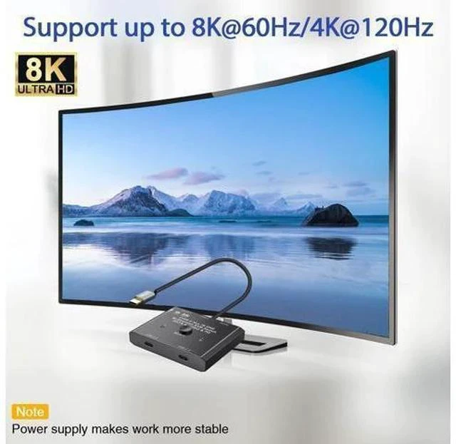 Alt view image 5 of 5 - USB C Switch,Bi-Directional USB C Switcher 2 Laptops,USB Type C KVM Switch 8K@60Hz 4K@120Hz Video/10Gbps Data Transfer/100W Charging,2 USB-C Cables and Remote Controller Included