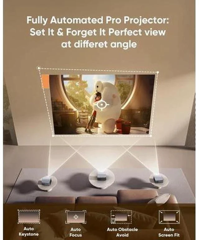 Alt view image 6 of 7 - 4K Outdoor Projector Compatible with Netflix|2000 ANSI|AI Auto Focus|Lens Cap, Smart Movie Projector with Wifi and Bluetooth, 20W Dolby Audio, Dust-Proof Sealed, HDR 10 Proyector with 120" Screen