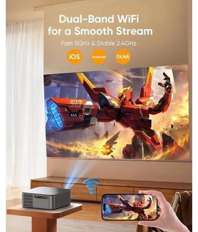 Alt view image 7 of 7 - 4K Outdoor Projector Compatible with Netflix|2000 ANSI|AI Auto Focus|Lens Cap, Smart Movie Projector with Wifi and Bluetooth, 20W Dolby Audio, Dust-Proof Sealed, HDR 10 Proyector with 120" Screen