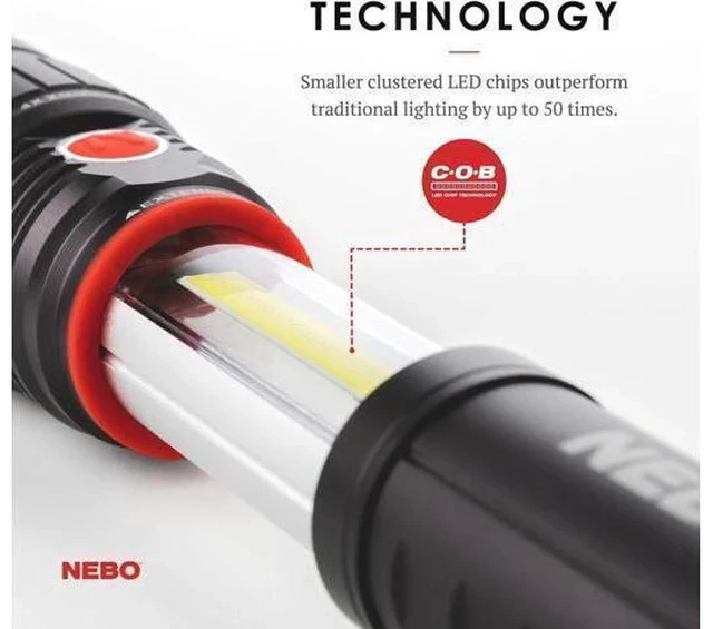 Alt view image 5 of 6 - NEBO SLYDE+ Tactical LED Flashlight, Powerful 400-Lumen Bright Camping Flashlight with Slide-To-Reveal Work Light, Red Hazard Light & Magnetic Base