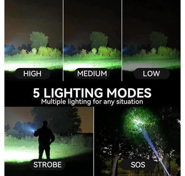 Alt view image 4 of 7 - Rechargeable Flashlights 990 000 High Lumen 2 Pack Super Bright LED Flashlight with 5 Modes High Powered Flash Light for Home Camping Outdoor