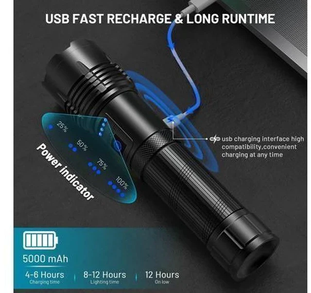 Alt view image 3 of 7 - Rechargeable Flashlights High Lumens, 990,000 Lumens Bright Led Flashlight with 7 Modes, Powerful Flash Light for Home Camping Hiking Outdoor