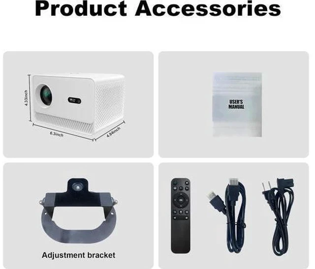 Alt view image 6 of 7 - Mini Projector Support 4K with WiFi and Bluetooth, Built-in APPS & Electric Focus, 300 ANSI & Auto Keystone Portable Projector, 200" Screen Compatible with iPhone/Laptop/TV Stick for Bedroom Outdoor