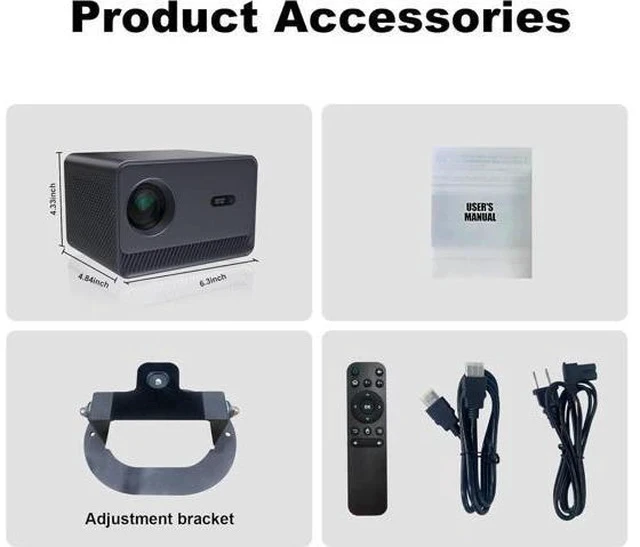 Alt view image 4 of 7 - Mini Projector Support 4K with WiFi and Bluetooth, Built-in APPS & Electric Focus, 300 ANSI & Auto Keystone Portable Projector, 200" Screen Compatible with iPhone/Laptop/TV Stick for Bedroom Outdoor