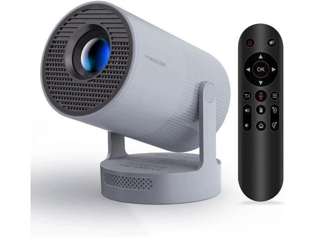 Alt view image 6 of 7 - ini Projector with WiFi 6 and Bluetooth 5.4, Portable Projector 4K Support, 5W Soundbase Speaker, Auto Vertical Keystone 180°Rotatable Smart Proyector for Movie Home Outdoor Electric Focus Grey