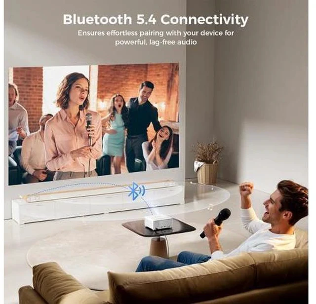 Alt view image 3 of 7 - Mini Smart Projector with WiFi and Bluetooth - Compatible with Netflix/YouTube/PrimeVideo, Electric Focus & Keystone, Short Throw Portable Video Projector Full HD for Indoor/Outdoor/Camping