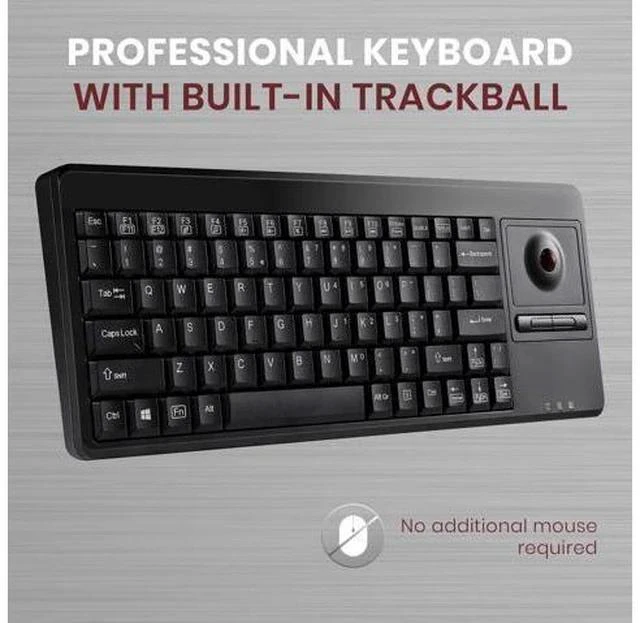 Alt view image 2 of 4 - Perixx PERIBOARD-514H Plus Wired Keyboard with Trackball - 14.57x5.39x1.02 Inch - USB Port with 2 Hubs, US English Layout, Black