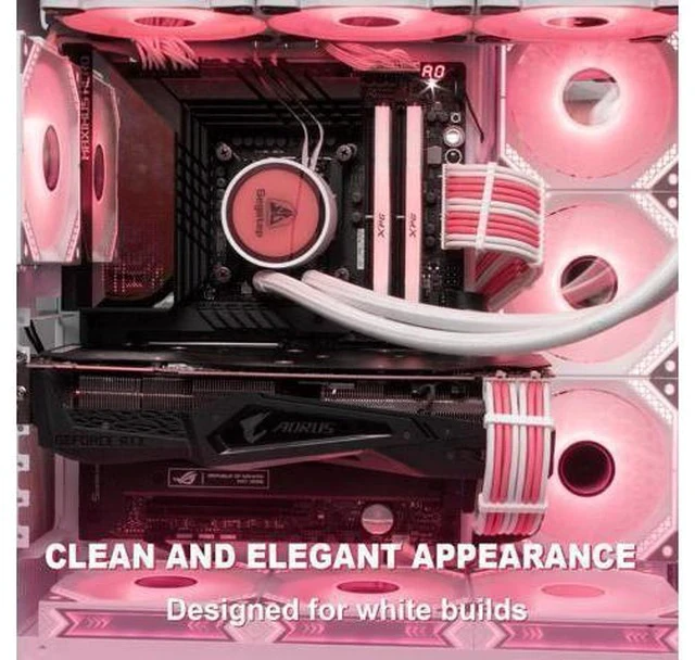 Alt view image 5 of 5 - PSU Extension Cable Kit - Custom Sleeved Power Supply Mod for Girl's PC Build 16AWG 1x24Pin ATX/2x8 (4+4) Pin EPS CPU/2x8 (6+2) Pin PCI-E GPU 5PCS Pink&White