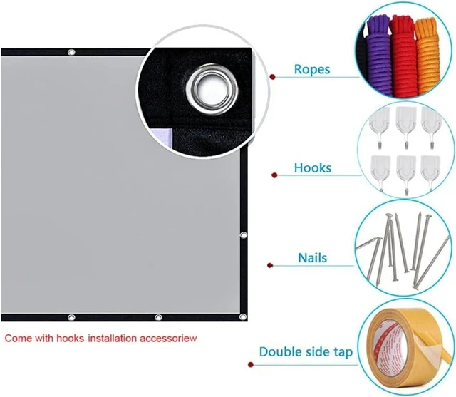 Alt view image 4 of 6 - Projector Screen Projector 16:10 Anti Light Curtain 92 Inches with Black Border and Hole Portable 3D HD Projection Screen