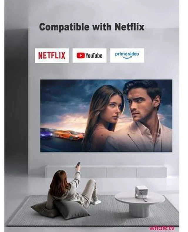 Alt view image 2 of 7 - Mini Projector, VISSPL Full HD 1080P Video Projector, Portable Outdoor Projector with Tripod, Kids Gift, Home Theater Movie Phone Projector Compatible with Android/iOS/Windows/TV Stick/HDMI/USB